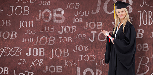 Postgraduate female student Postgraduate female student wearing mortar board