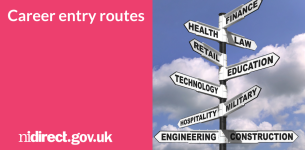 Career entry routes: A photograph of a signpost displaying different employment sectors.