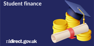 Student finance: Image of a mortar cap and certificate beside piles of gold coins.
