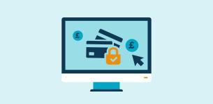 various icons on graphic to illustrate online services