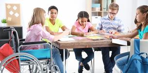 schoolchildren at desk