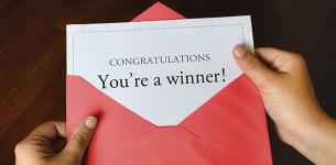 A card received in the post stating 'You're a winner'. To good to be true?