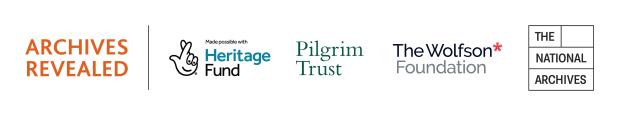 Logos of Archives Revealed, The National Lottery Heritage Fund, The Pilgrim Trust, The Wolfson Foundation, The National Archives