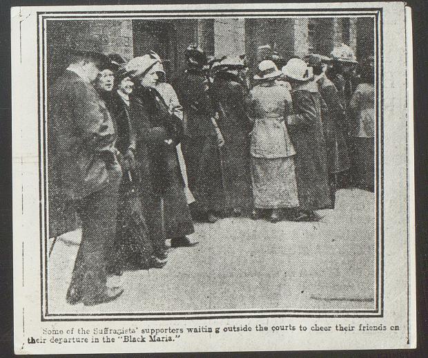 Newspaper picture of suffragette supporters