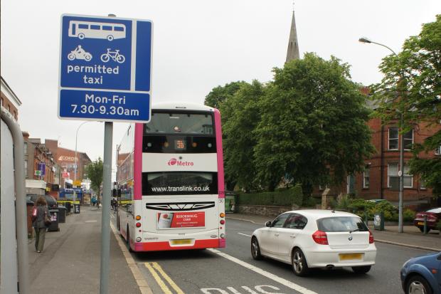 A bus travelling in an arterial route bus lane