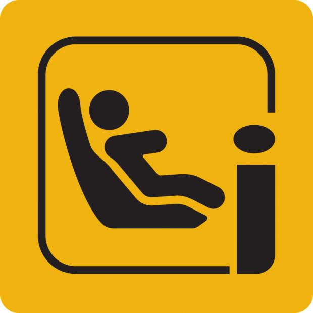 i-Size symbol on child car seats for cars fitted with ISOFIX anchorage points