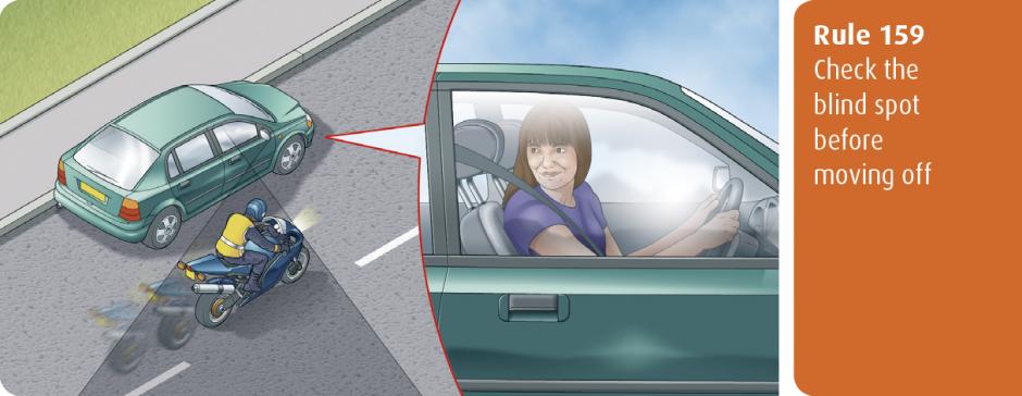 Highway Code for Northern Ireland rule 159 - check the blind spot before moving off