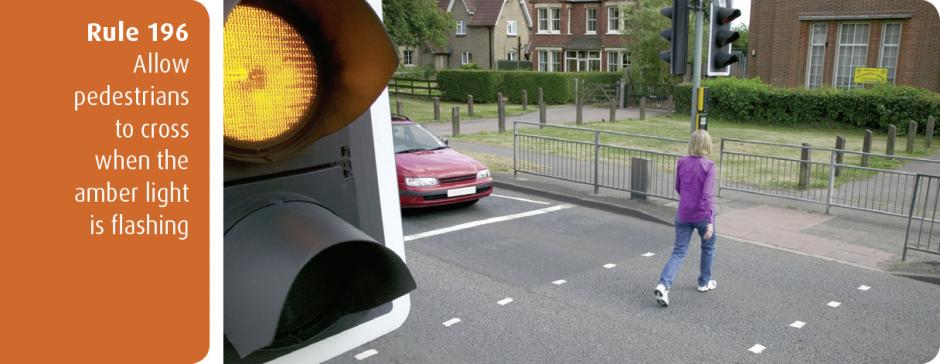 Rule 196 - allow pedestrians to cross when the amber light is flashing Highway Code for Northern Ireland rule 196 - allow pedestrians to cross when the amber light is flashing