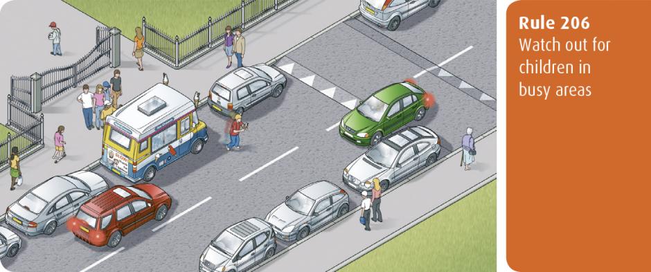 Rule 206 - watch out for children in busy areas Highway Code for Northern Ireland rule 206 - watch out for children in busy areas
